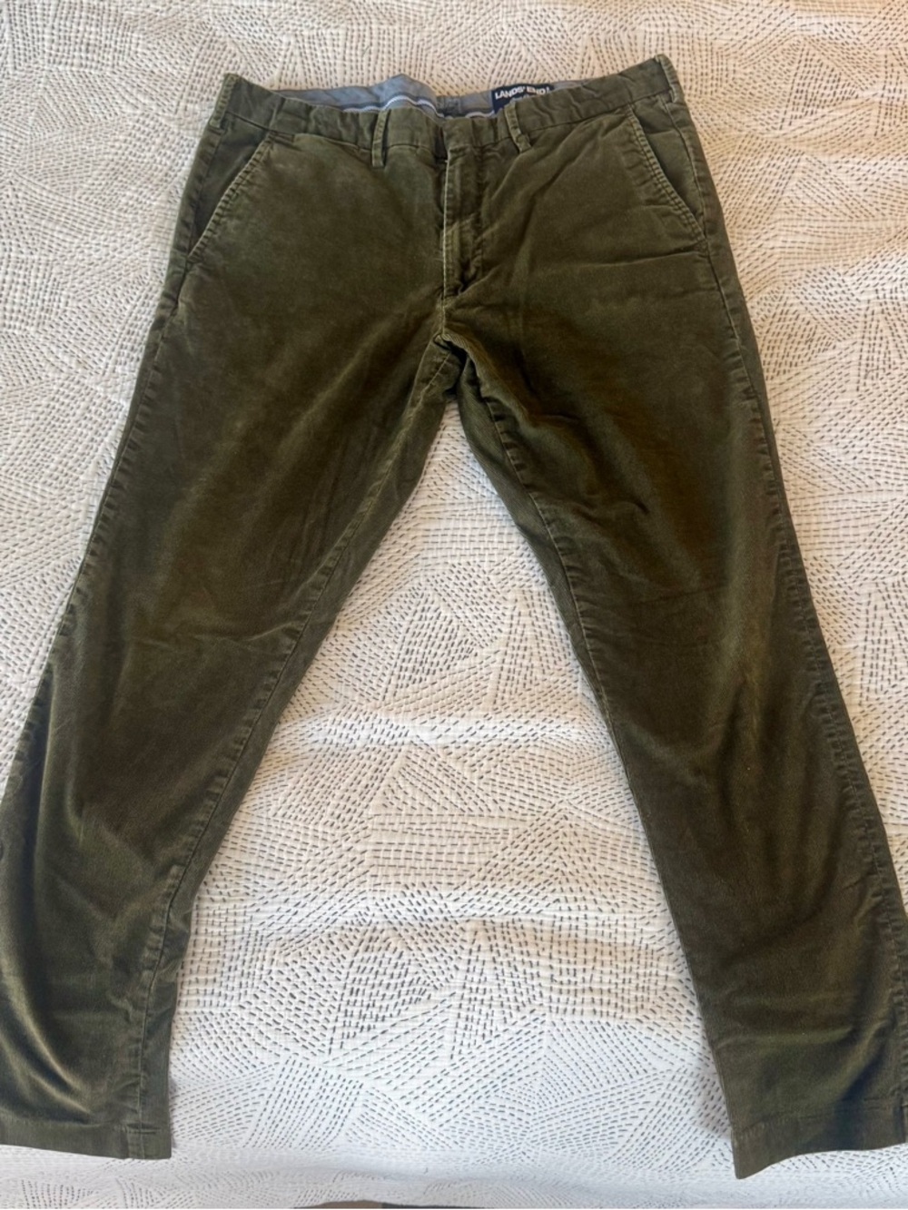 Lands' End Men's Olive Corduroy Trousers
